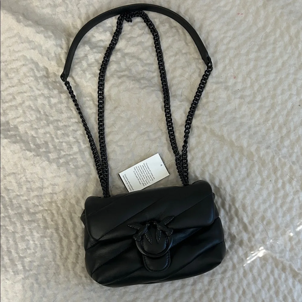 Pinko Black Crossbody Bag with Black Chain Strap - Picture 3 of 8